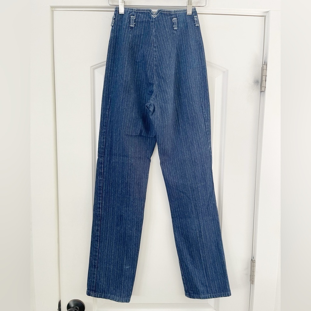 Amazing 70s Era Vintage Union Gap Pin Striped Jeans - 0 - Picture 3 of 5